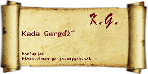 Kada Gergő névjegykártya